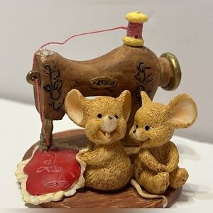 Bears & Friends Gold Collection Adorable Mouse Figurine with Sewing Machine